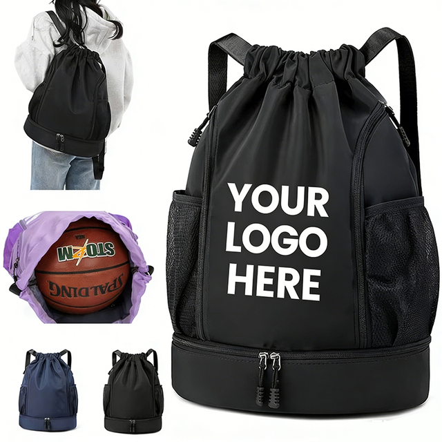 Personalized Travel Sports Basketball Backpack Waterproof Swimming Fitness Gym Backpack Custom Logo Drawstring Backpacks