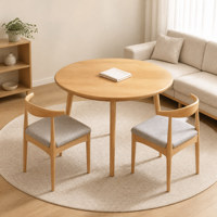 Ensemble table et chaises rondes en bois massif, mobilier moderne pour petits espaces, salon, appartement et maison