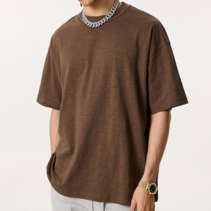 T-shirts personnalisés en coton flammé 100% léger à plumes T-shirts vierges à col rond unis et respirants pour l'impression - Product Image 1