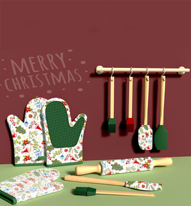 New Christmas Collection 4-Piece DIY Heat-Resistant <b>Silicone</b> Gloves Baking Tool <b>Set</b> for Home Pastry Making - Product Image 2
