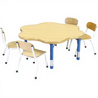 Ensemble table et chaises réglables en hauteur en forme de pétale pour mobilier scolaire et de maternelle, idéal pour les projets de salle de classe de maternelle