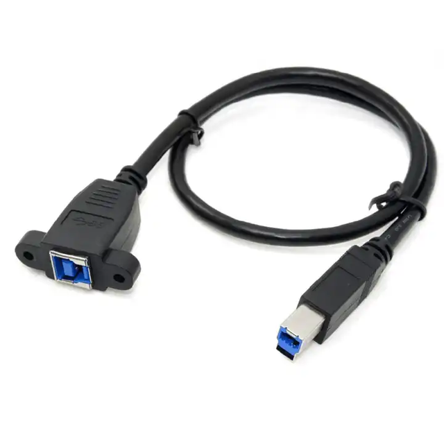 USB 3.0 Type B Male to Female Printer Extension Cable with Screw Locking Panel Mount Cable