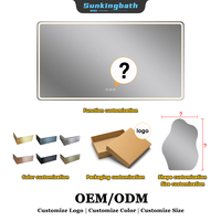 Miroirs de maquillage rectangulaires anti-buée personnalisables à fixer au mur, miroir de salle de bain avec éclairage LED pour hôtel