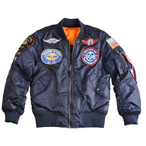 MA-1 Blouson de bombardier d'hiver sans col avec patchs personnalisés Traitement enduit de tissu en velours côtelé - Product Image 5