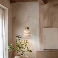 Luminaire suspendu en pierre naturelle travertin de style médiéval Wabi Sabi, luminaire de plafond LED pour îlot de cuisine, luminaire pour la maison, hôtel, décoration