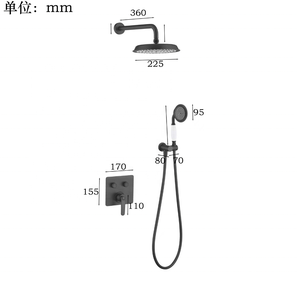 Mitigeur de douche encastré 3 voies en acier inoxydable de style américain, kit de douche encastré avec double pommeau et douchette à main pour couples - Product Image 2