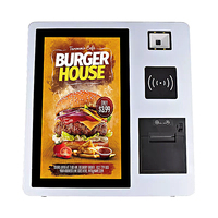 Kiosque de commande automatique de bureau 15,6 pouces avec lecteur de code QR, imprimante, terminal de paiement tactile tout-en-un pour restaurant, restauration rapide