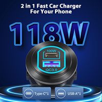 Chargeur de voiture USB C 118W à charge rapide 5.0, prise de voiture 12V 24V, alliage d'aluminium étanche, prise de chargeur de voiture USB pour ordinateurs portables, Starlink Mini