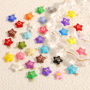 Colgante de estrella de aleación con 12 constelaciones en color macarrón para la elaboración de collares, accesorios de joyería DIY - Product Image 1