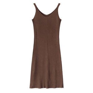 ชุดเดรสไหมพรมถักแบบสั่งทำพิเศษสำหรับฤดูใบไม้ผลิและฤดูใบไม้ร่วง สไตล์ใหม่ทรงเข้ารูป ดีไซน์คอวี กระโปรงยาว - Product Image 5