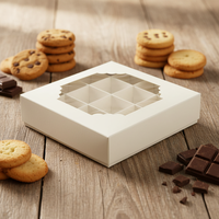 Boîtes en papier gaufré brillant de luxe à 16 compartiments avec fenêtre transparente pour emballage de chocolats, biscuits, bonbons, macarons et pâtisseries