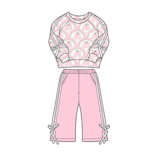 GLP3349 Conjunto de Ropa Infantil para Niña, Diseño de Calabaza con Lazos Azules, Estilo Otoñal, Venta al Por Mayor, Manga Larga - Product Image 3