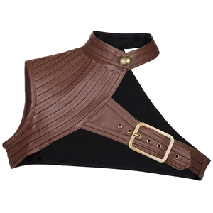 Top Gótico Ecológico Transpirable para Mujer, Tallas Grandes, Negro y Marrón, con Tirantes Ajustables de Cuero Sintético, Estilo Steampunk - Product Image 1