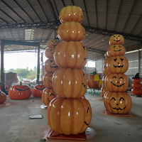 Nouvelle sculpture géante de citrouille d'Halloween en fibre de verre pour l'extérieur avec éclairage LED pour la décoration commerciale d'Halloween
