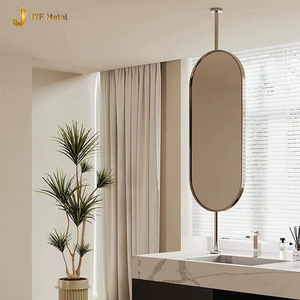 C415 High Quality Stainless Steel <b>Mirror</b> Framed Hanging Wall <b>Mirror</b> Decoration <b>Square</b> Oval Metal <b>Mirror</b> Villa Hotel Bathroom - Product Image 5
