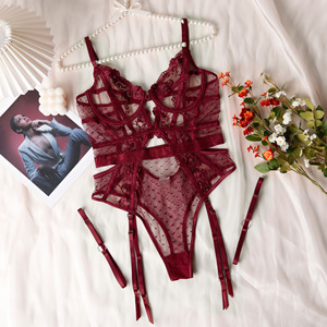 Chuangerm Spot 2025 Body sexy pour femme, dentelle brodée, jarretière, <span class=keywords><strong>bustier</strong></span>, teddy, ensemble de lingerie, body sculptant d'été, lingerie - Product Image 5