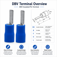 Borne de connexion isolée DBV bleue à sertir, borne plate pour câblage électrique