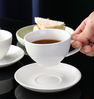 Stock en usine-OEM/ODM, ensemble de tasses à café blanches pour restaurants et hôtels, ensemble de tasses à thé en céramique avec logo personnalisé