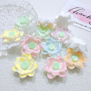Hojas de loto en un estanque de flores de loto, accesorios de resina, pegatina decorativa 3d para armario y refrigerador, pequeños adornos decorativos - Product Image 4