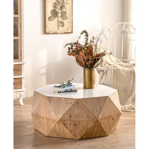 nordic solid wood center table home decorative furniture wood top polygon coffee table tea table for living room