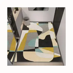 Machine washable with faux cashmere multiple color combinations geometric patterns abstract style entrance door mats