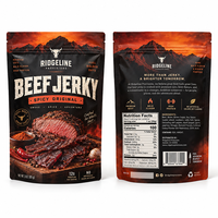 Sacs d'emballage personnalisés pour aliments secs, sachets refermables thermoscellables en plastique pour biltong et viande séchée