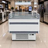 Réfrigérateur d'îlot commercial de 150 L avec cloison en verre pour la présentation de viandes et de fruits frais dans les magasins de détail modernes