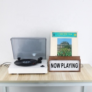 Produits en promotion 2020 : Présentoir en bois pour disques vinyles avec support de platine et éclairage LED, support LED '<span class=keywords><strong>Now</strong></span> <span class=keywords><strong>Playing</strong></span>' - Product Image 6