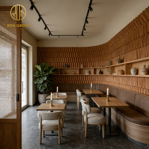 Modern Customized Square Wooden Tables with Shearling Upholstery Chairs with Booth Seating for Coffee Shop <strong>Restaurant</strong> Furniture - Product Image 3