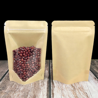 Kraftpapieren staande pouch met transparant venster, hersluitbare ritssluiting, voedselverpakking voor gedroogd fruit, bonen en snacks