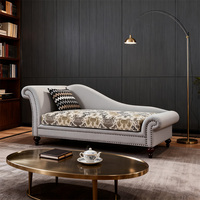 Chaise longue de loisirs capitonnée classique, cadre en bois massif, revêtement en velours/lin/cuir véritable, moderne, durable, salon