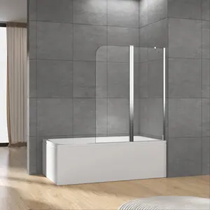 Exceed 2024 Wholesale Easy Use Bathroom Tempered Glass Bathtub Screen Pivot Bathtub Screen