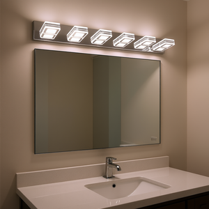 Modern <b>Chrome</b> LED Vanity Light 39 In Wall Mount With Acrylic <b>Lampshades</b> For Bathroom Mirror Lighting - Product Image 2