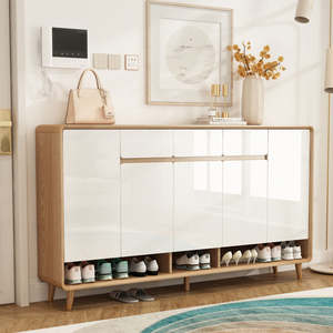 ตู้เก็บรองเท้าแบบมีบานประตู 6 ชั้น ตู้เก็บรองเท้าทางเข้าบ้าน ตู้เก็บรองเท้าไม้สไตล์โมเดิร์น - Product Image 2