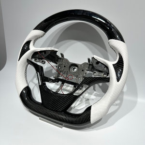Volante de Cuero Perforado Blanco para <span class=keywords><strong>Hyundai</strong></span> <span class=keywords><strong>Genesis</strong></span> Coupe, Fibra de Carbono Negra con LED para <span class=keywords><strong>Genesis</strong></span> Coupe, Envío Directo - Product Image 4