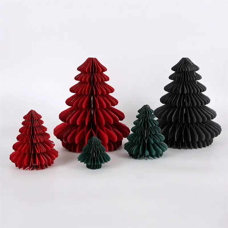 Nicro Christmas Tree Ornament Hanging Glitter Edge Paper Honeycomb Biodegradable Holiday Party Background Decoration Supplies