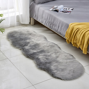 Tapis ovale en fausse laine antidérapant pour salon, chambre à coucher, usage domestique adulte, couleur unie, lavable en machine, nettoyage localisé - Product Image 5