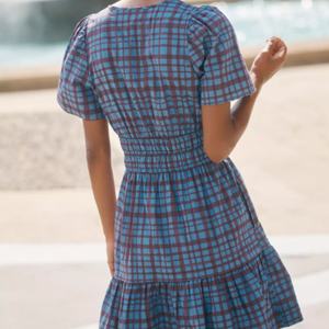 Robe d'été bohème Somerset, mini-robe décontractée à la taille des genoux, avec dentelle décorative, patchwork uni, écologique et lavable, idéale pour les sorties de jour - Product Image 2