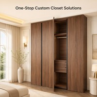 Armoire penderie murale moderne en bois massif de chêne, sur mesure, pour hôtel, avec tiroirs et système de rangement intelligent