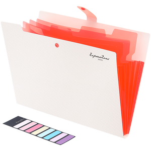 Xách tay 5 Pocket PP nhựa dễ thương nút mở rộng tập tin Organizer thư mục tài liệu với nhãn - Product Image 1