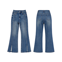 Jean évasé Y2K vintage décontracté pour femme, coupe droite, effet push-up, denim de haute qualité, avec fente à l'ourlet, personnalisation du logo, vente en gros directe usine