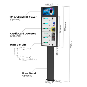 Y2 Power <span class=keywords><strong>ZEN</strong></span> 6 Baies Extérieur PD 20W Casier de recharge mural pour téléphones avec option de câbles 1-vers-3 pour paiement par carte de crédit - Product Image 4