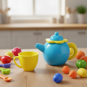Kids <b>Plastic</b> Tea Kettle and Cup Toy Set <b>Kitchen</b> Pretend <b>Play</b> Role <b>Play</b> Toy - Product Image 3