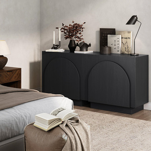 Muebles nórdicos, muebles para sala de estar, armario de almacenamiento, aparador, armario de madera negra para sala de estar - Product Image 4