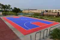 Revêtement de sol de terrain de basket-ball professionnel mobile VMKON GameChanger+ TPE, dalles d'assemblage FIBA, extérieur, portable, pour cour