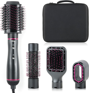 Cepillo secador de pelo 6 en 1 Caja de cuero Secador de pelo de belleza eléctrico Multi Styler completo Peine de aire caliente de un paso - Product Image 1