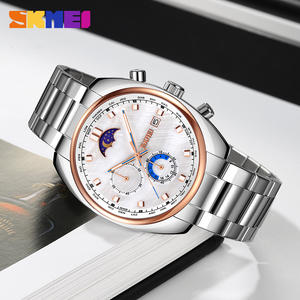 Skmei 9325 클래식 문 위상 남자의 고급 디자이너 시계 남성 석영 시계 스테인레스 스틸 사용자 정의 시계 남성용 - Product Image 3
