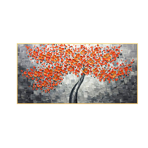 Tranh Sơn Dầu Hình Cây Hoa Đỏ 3d Trang Trí Tường Nhà Tranh Sơn Dầu Thủ Công Họa Tiết Dày - Product Image 1