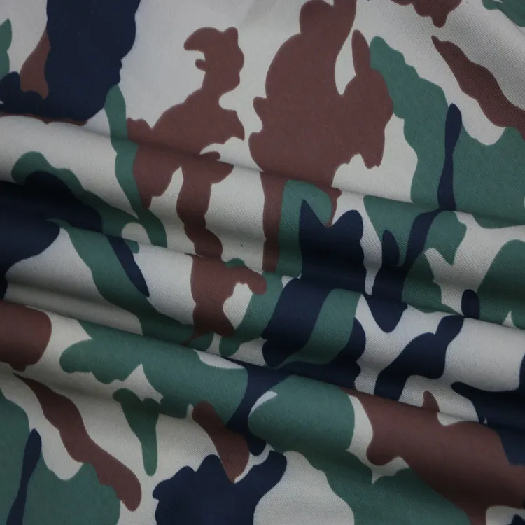 CVC 65/35 twill weave woodland camouflage fabric for Nepal BT-257