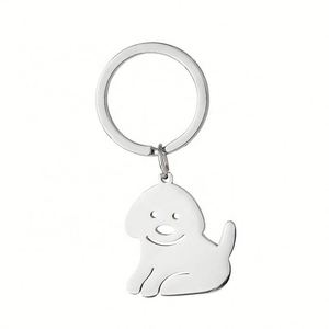 Porte-clés en acier inoxydable « Le chien n'emballe pas les excréments », pendentif créatif et mignon pour couple, idéal pour les cadeaux de bien-être - Product Image 4